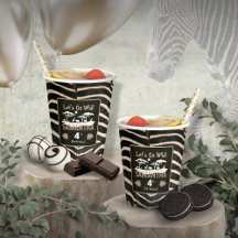 Copo de papel de aniversário com estampa de zebra