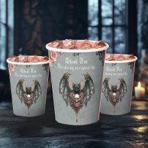 Copo de papel de casamento de morcego gótico