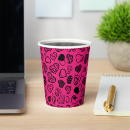 copo de papel floral cor-de-rosa