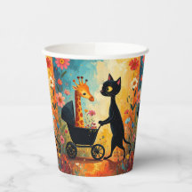 Copo de Papel Girafa Gatinho Fofo
