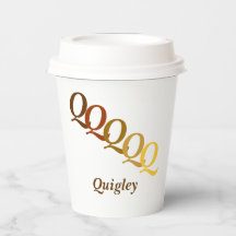Copo de Papel - Inicial Gradual, Nome em Marrons