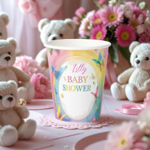 Copo de Papel Menina Bebê Borboleta