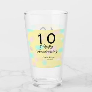 Copo De Pint 10 anos de casamento amarelo pastel nome retro bo