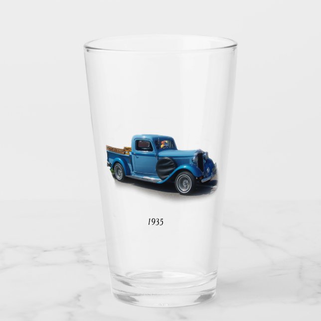 Copo De Pint 1935 Vidro Azul Pickup (Frente)