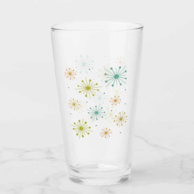 Copo De Pint 1950s Atomic Fireworks Starbursts Mid Century (Frente)