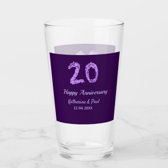 Copo De Pint 20 feliz aniversário adicionar nome do casal data  (Frente)