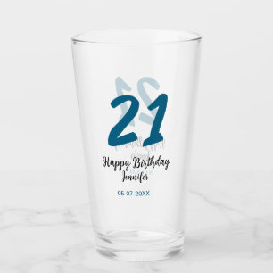 Copo De Pint 21 anos negrito - letra azul simples mínimo