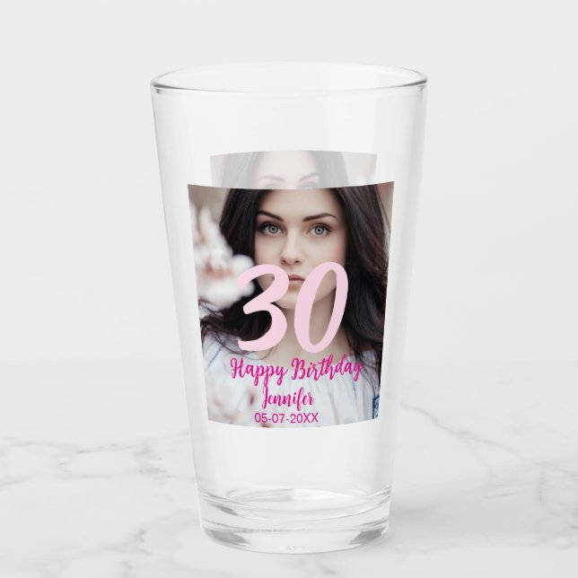 Copo De Pint 30th birthday add name date year white photo (Frente)