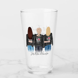 Copo De Pint 3 melhores amigos loiros Brunette Hair BFF Amizade