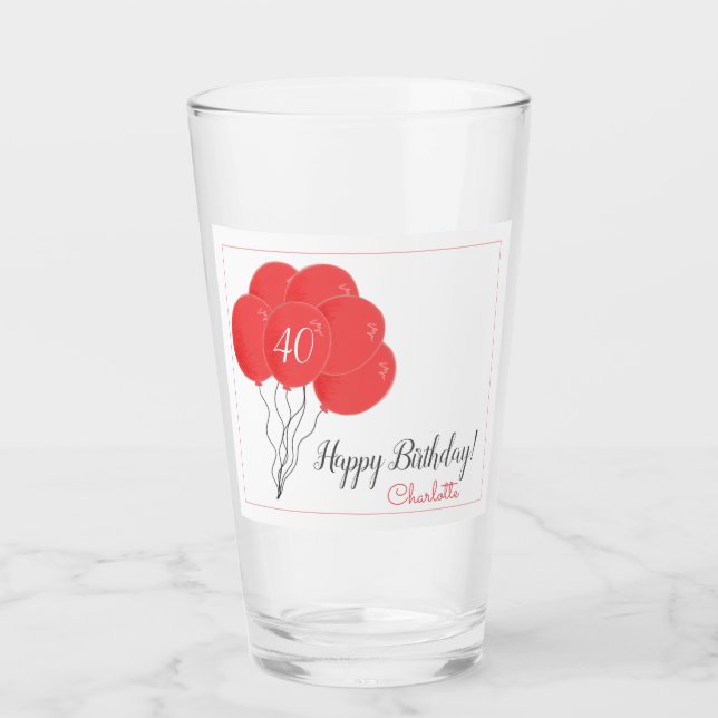 Copo De Pint 40º ou qualquer balão rosa de aniversário (Frente)