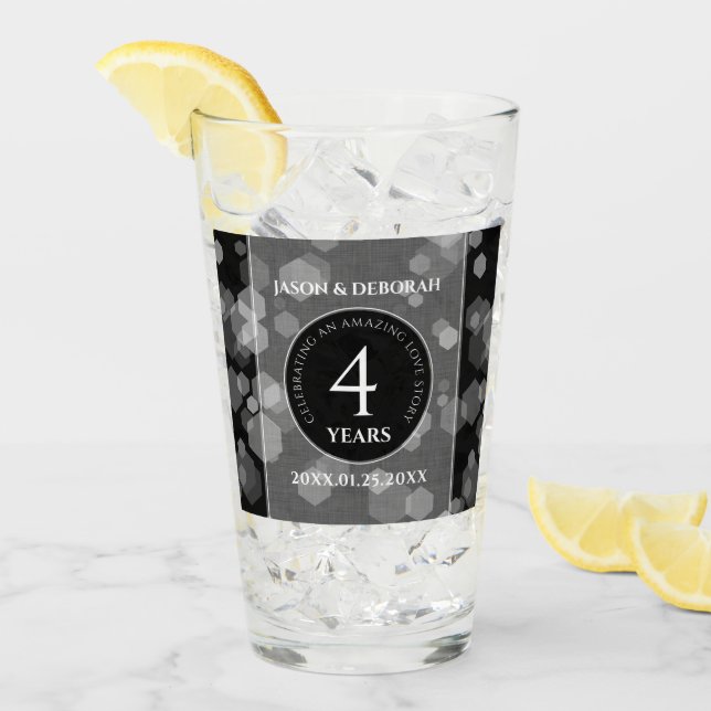 Copo De Pint 4.ª Celebração do Aniversário do Casamento Linen (Gelo frontal)