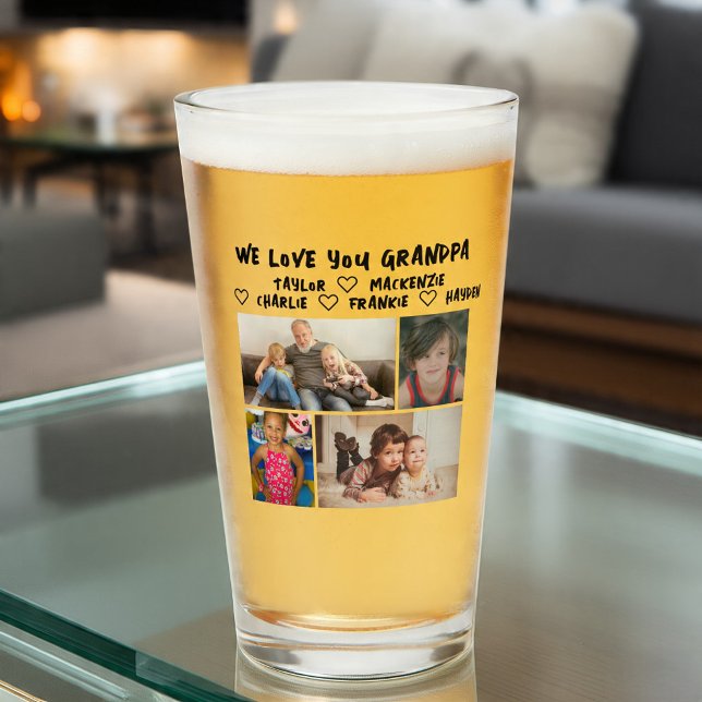 Copo De Pint 4 colagem de fotos e presente de foto com texto pe (4 photo collage and personalized text photo gift glass by Ricaso Great for anyone, change text)
