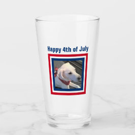 Copo De Pint 4 de julho Cachorro Vermelho Azul Cachorro Vestind