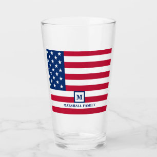 Copo De Pint 4 De Julho Monograma Personalizado Com Bandeira Am