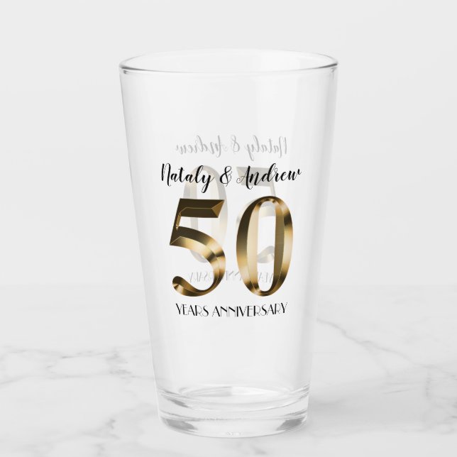 Copo De Pint 50º Aniversário de Casamento Dourado Metálico (Frente)