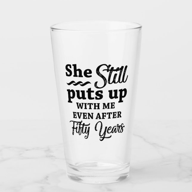 Copo De Pint 50º aniversário de casamento engraçado (Frente)