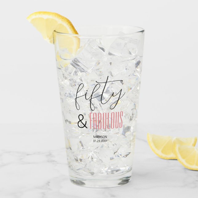 Copo De Pint 50 e Fabuloso Rótulo Personalizado para Aniversári (Gelo frontal)