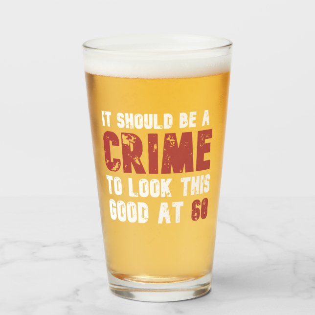 Copo De Pint 60 anos Engraçado 60 anos de idade, Dia de Nascime (Frente (Preenchido))