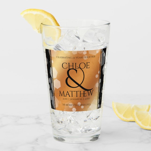 Copo De Pint 7 22º aniversário do Casamento de Cobre (Gelo frontal)
