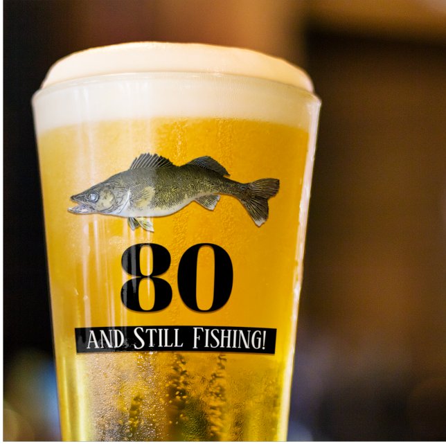 Copo De Pint 80 Birthday Walleye Fisheries Men (Walleye Fishing Birthday Beer Glass)