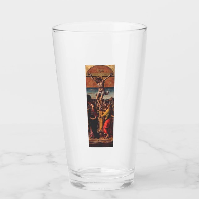Copo De Pint A Crucificação segundo Carlo Crivelli Arte Sagrada (Frente)