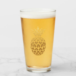 Copo De Pint Abacaxi Dourado Brilhante com Estilo