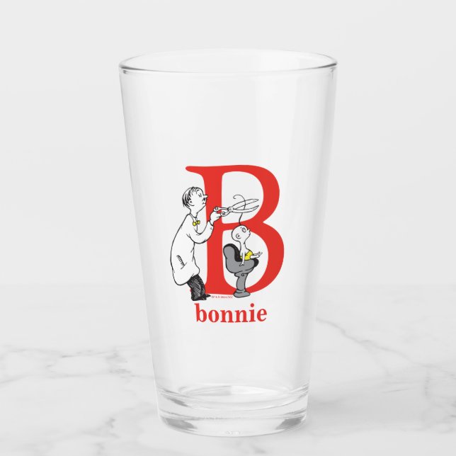 Copo De Pint ABC do Dr. Seuss: Letra B - Vermelho | Adicione se (Frente)