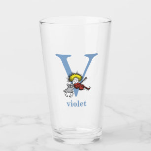 Copo De Pint ABC do Dr. Seuss: Letra V - Azul   Adicione seu No