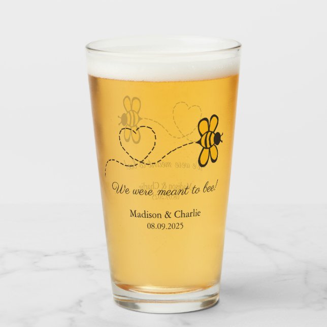 Copo De Pint Abelha de Amor de Texto Personalizado (Frente (Preenchido))