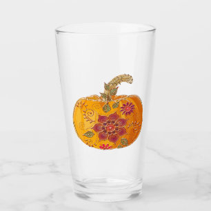 Copo De Pint Abóbora Com Flores