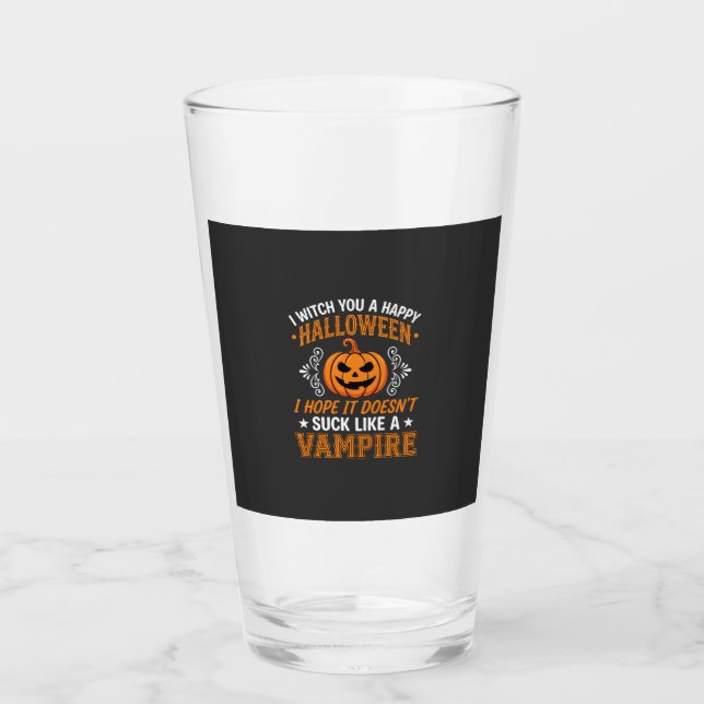Copo De Pint Abóbora de Vampiro de Halloween Engraçado (Frente)