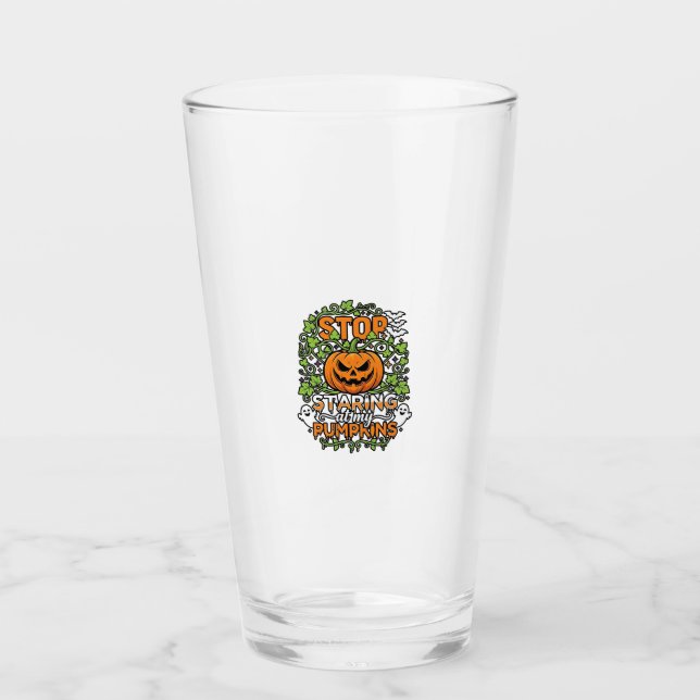 Copo De Pint Aboboras Olhando Parando Fantasmas Morcegos Hallow (Frente)