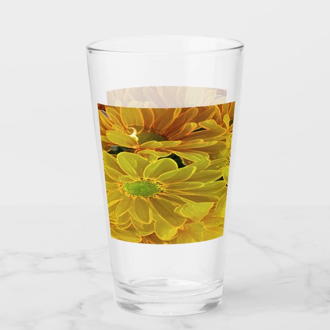 Copo De Pint Abstrato Amarelo Daisies (Frente)
