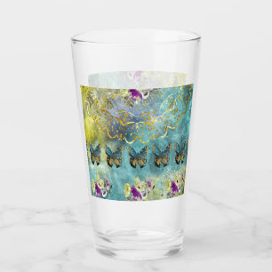 Copo De Pint Abstrato Butterfly e Floral Design