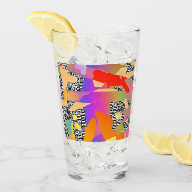 COPO DE PINT ABSTRATO COM VESTIDO DE CABEÇA VERMELHA (Gelo frontal)