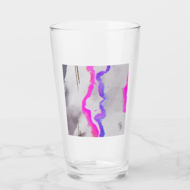 Copo De Pint Abstrato De Aquarelas Puras E Rosa (Frente)