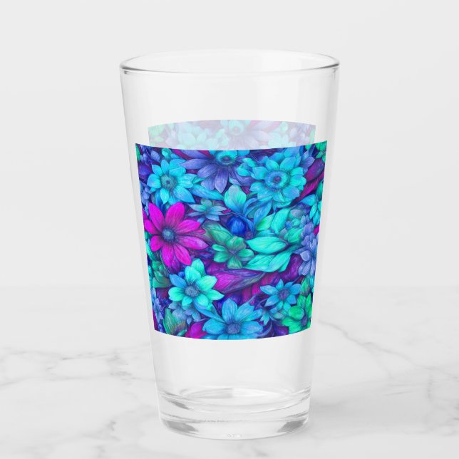 Copo De Pint Abstrato Floral #62 (Frente)