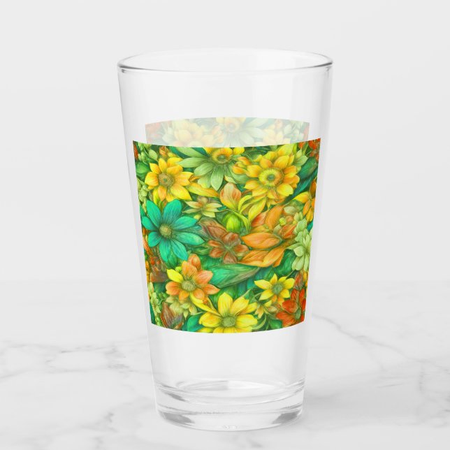 Copo De Pint Abstrato Floral #67 (Frente)