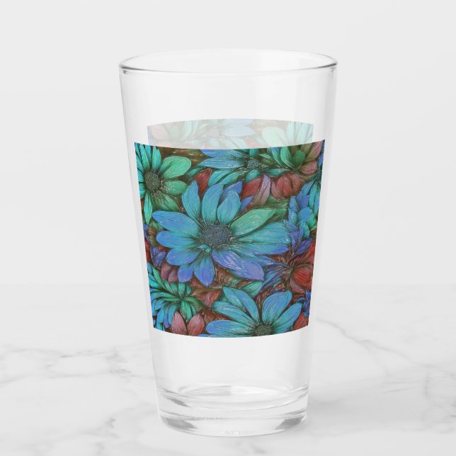 Copo De Pint Abstrato floral colorida nº 43 (Frente)