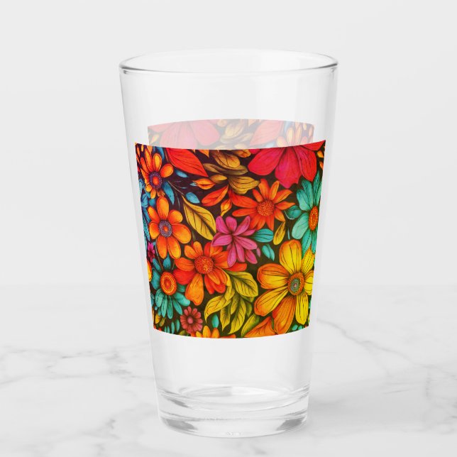 Copo De Pint Abstrato Floral Colorida nº 902 (Frente)