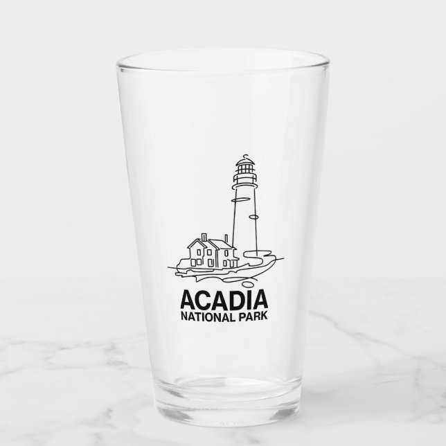 Copo De Pint Acadia National Park Lighthouse Line Art (Frente)