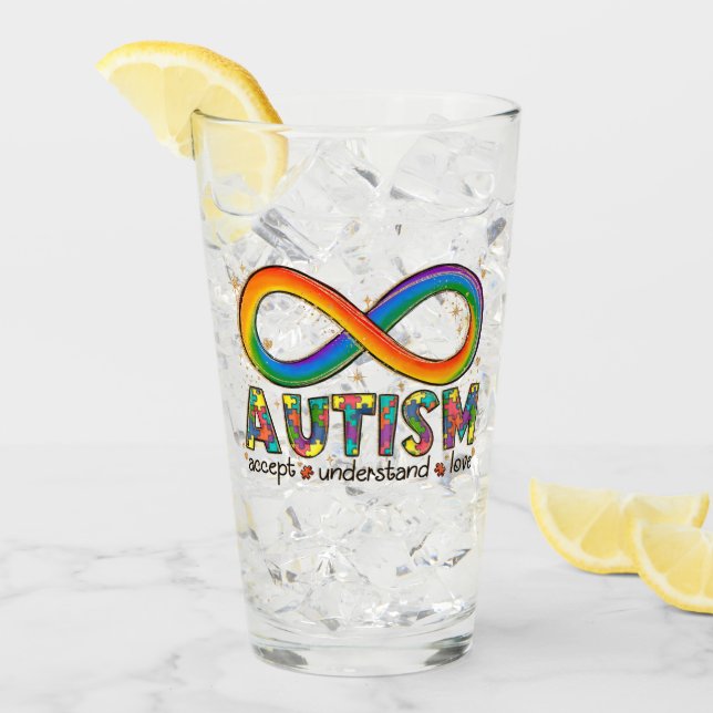 Copo De Pint Aceitar o Amor Compreender - Consciência do Autism (Gelo frontal)