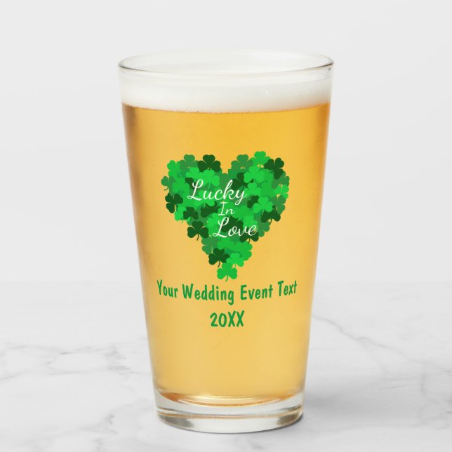 Copo De Pint Acontecimento De Casamento Com Sorte De Amor (Frente (Preenchido))