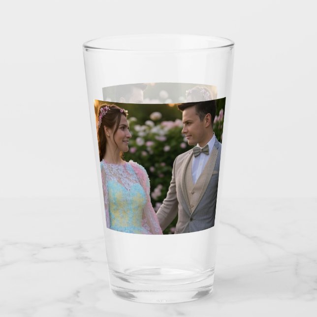 Copo De Pint Adicionar Personalização de Foto de Casamento (Frente)