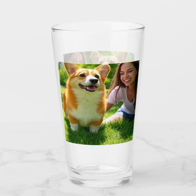 Copo De Pint Adicionar Personalização de Foto Pet Personalizar (Frente)