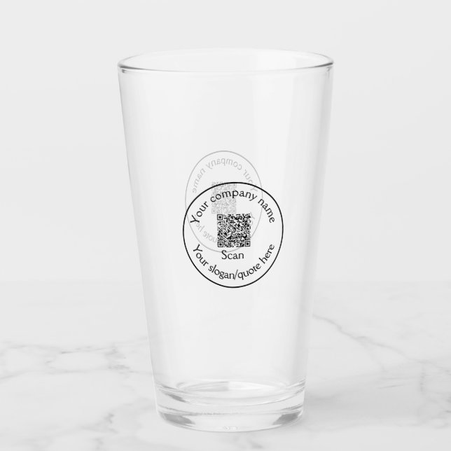 Copo De Pint adicione seu código Q R simples mínimo nome (Frente)