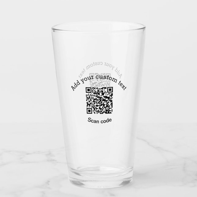 Copo De Pint Adicione seu texto personalizado código de QR de n (Frente)