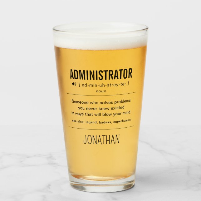 Copo De Pint Administrador Personalizado Engraçado (Frente (Preenchido))