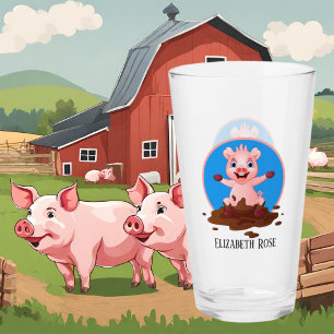 Copo De Pint adoradores de porcos bonitos adicionam nome Glass