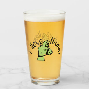 Copo De Pint Adoráveis Llama Amo Llamas Green